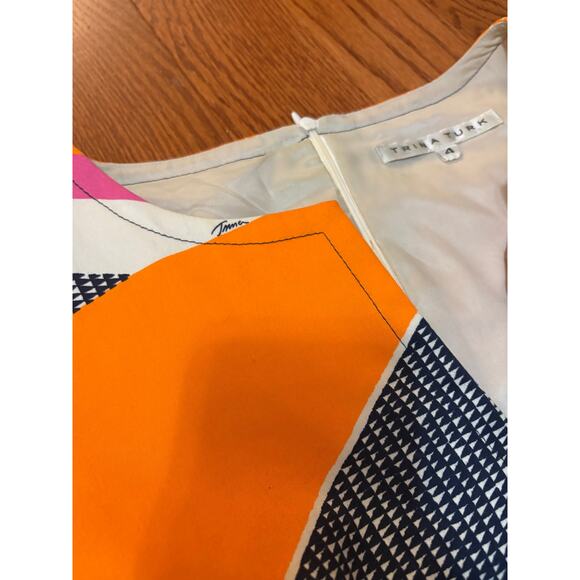 TRINA TURK Multi Print Orange Green Dress Size 4 - Picture 7 of 8